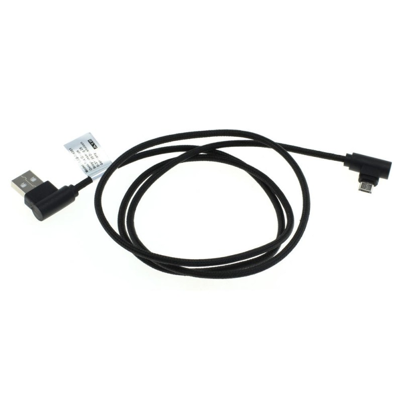 OTB Datenkabel Micro-USB - Nylonmantel / 90 Grad Stecker / braided / L Shape - 1,0m - schwarz