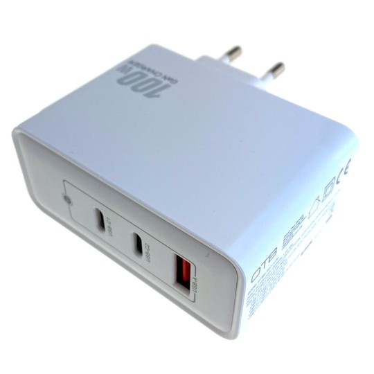 OTB Ladegerät USB GaN (2xUSB-C + 1xUSB-A) mit USB Power Delivery USB-PD - 3-Port - 100W - weiss