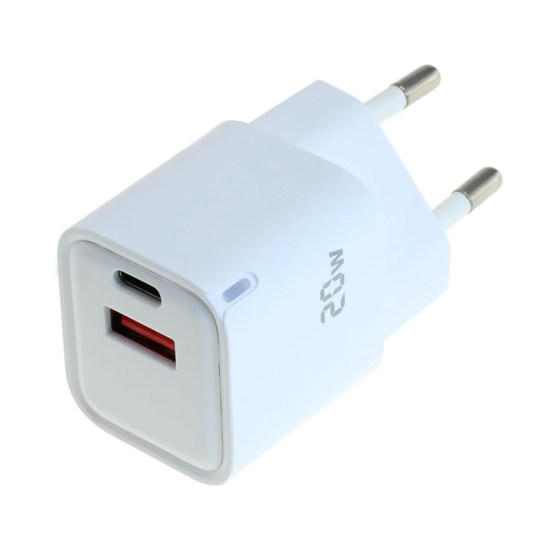 OTB Ladegerät USB GaN (1xUSB-C + 1xUSB-A) mit USB Power Delivery USB-PD - 2-Port - 20W - weiss