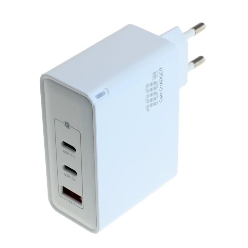 OTB Ladegerät USB GaN (2xUSB-C + 1xUSB-A) mit USB Power Delivery USB-PD - 3-Port - 100W - weiss