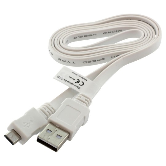 OTB Datenkabel Micro-USB - Flachbandkabel - 0,95m - weiß