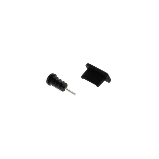 OTB Staubschutz-Kappen Set für USB Type C (USB-C) & Kopfhörer-Anschluss schwarz