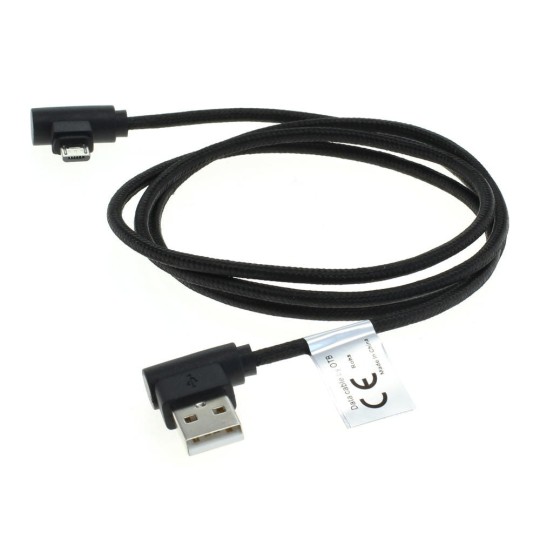 OTB Datenkabel Micro-USB - Nylonmantel / 90 Grad Stecker / braided / L Shape - 1,0m - schwarz